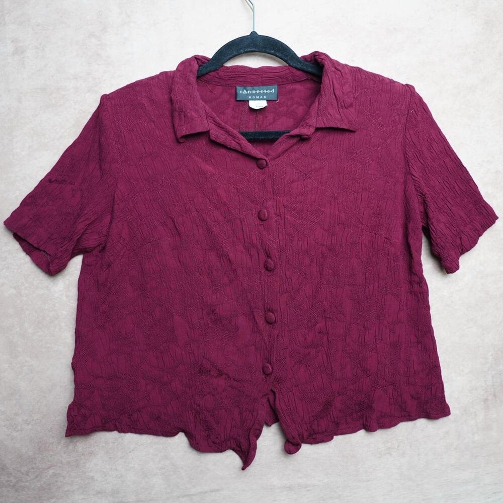 Connected Woman Textured Button Blouse 14W 90s